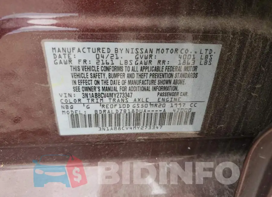 3N1AB8CV4MY273347 Photo# 12