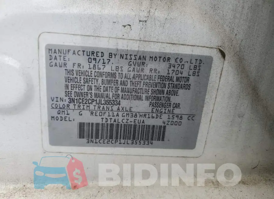 3N1CE2CP1JL355334 Photo# 12