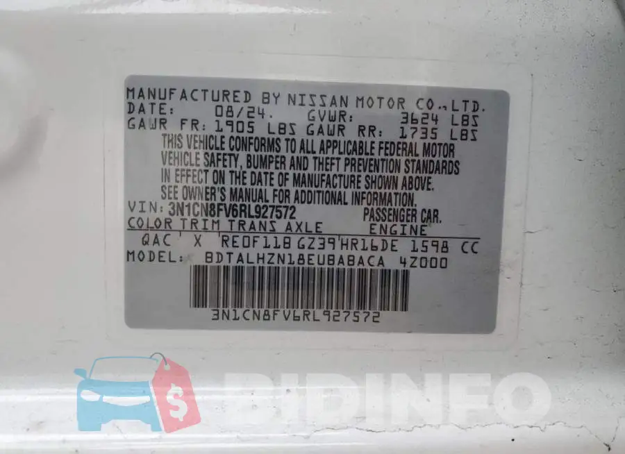 3N1CN8FV6RL927572 Photo# 12