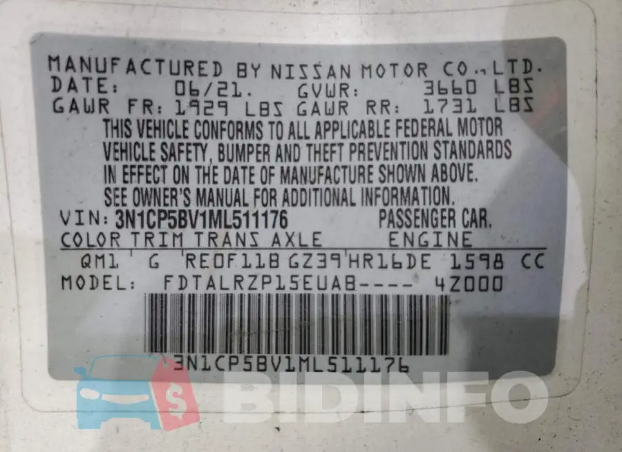 3N1CP5BV1ML511176 Photo# 13