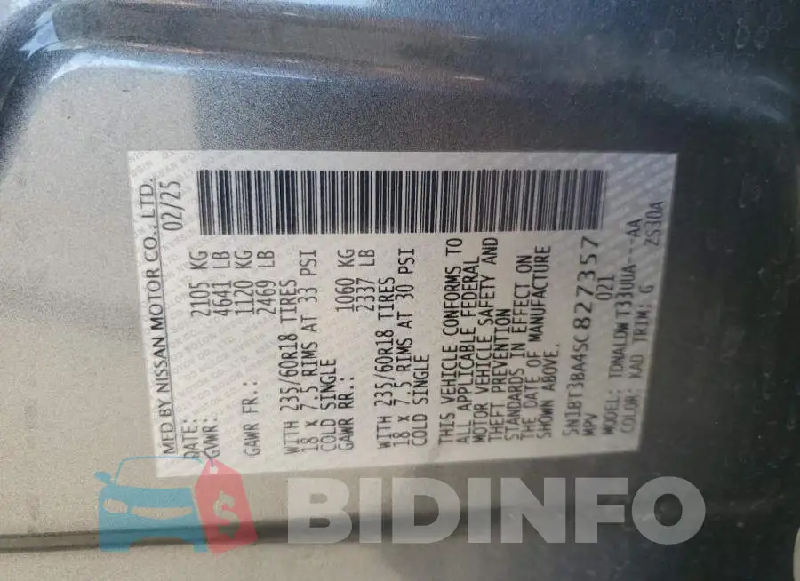 5N1BT3BA4SC827357 Photo# 14