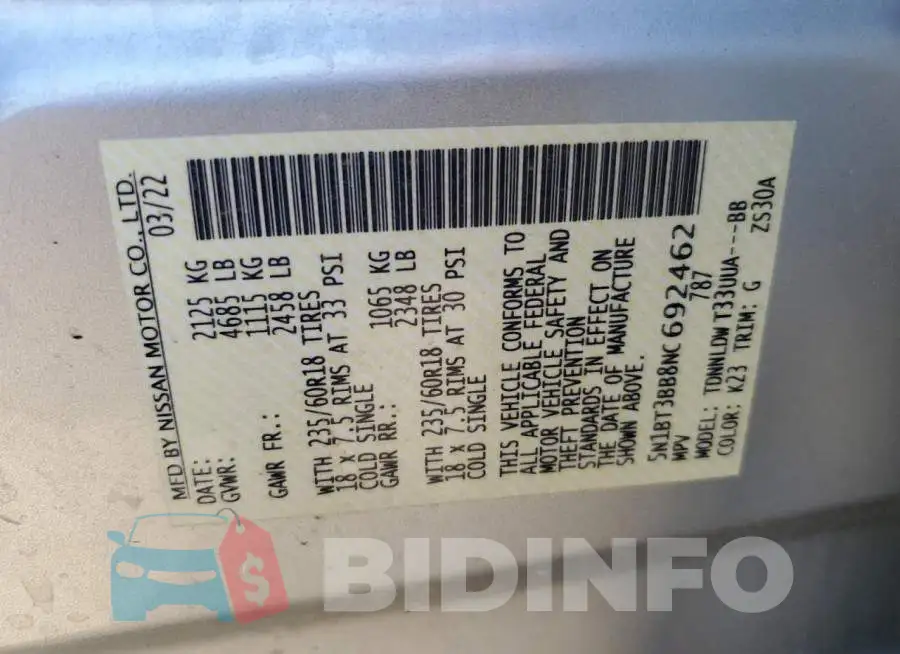 5N1BT3BB8NC692462 Photo# 13