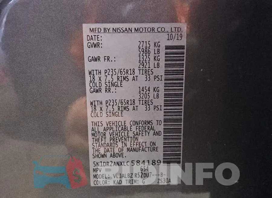 5N1DR2ANXLC584189 Photo# 13