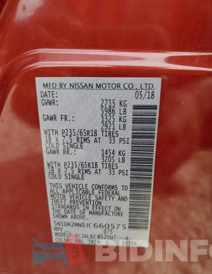 5N1DR2MN0JC660575 Photo# 13