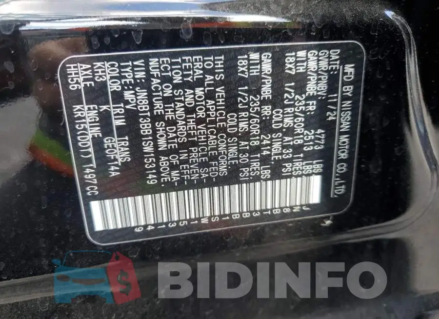 JN8BT3BB1SW153149 Photo# 12