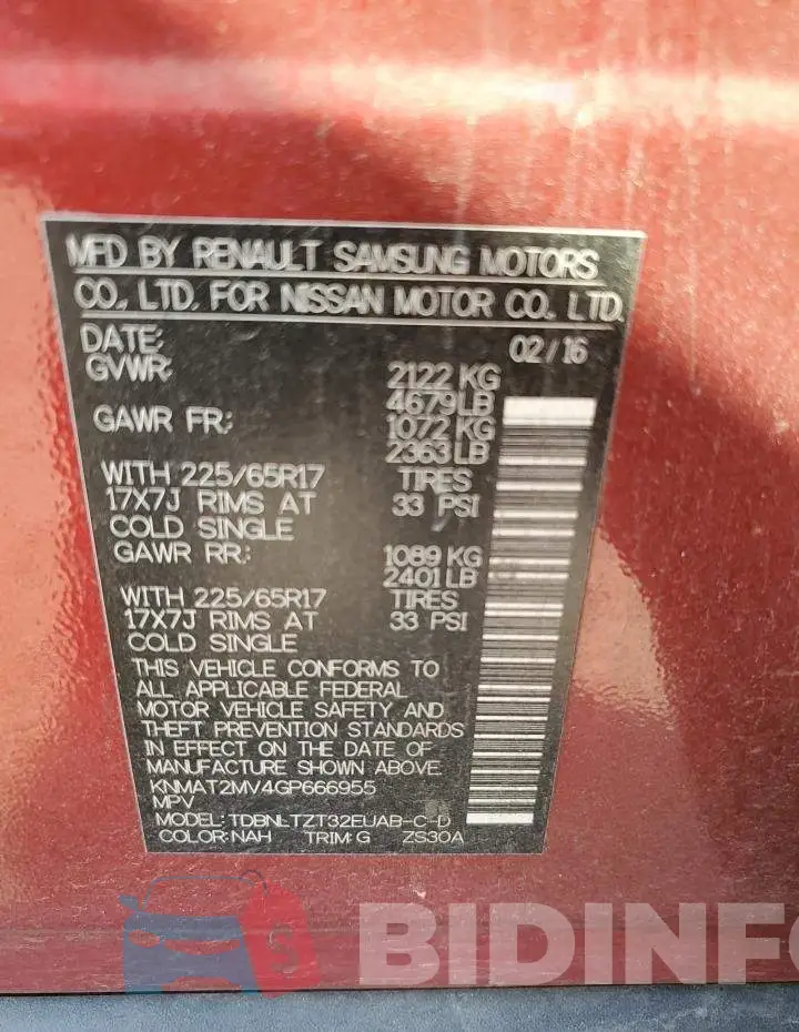 KNMAT2MV4GP666955 Photo# 13