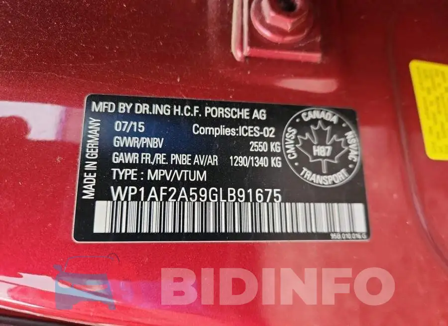 WP1AF2A59GLB91675 Photo# 14