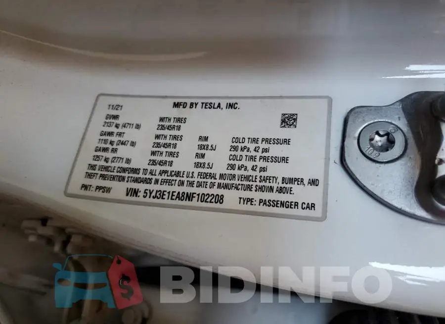 5YJ3E1EA8NF102208 Photo# 12