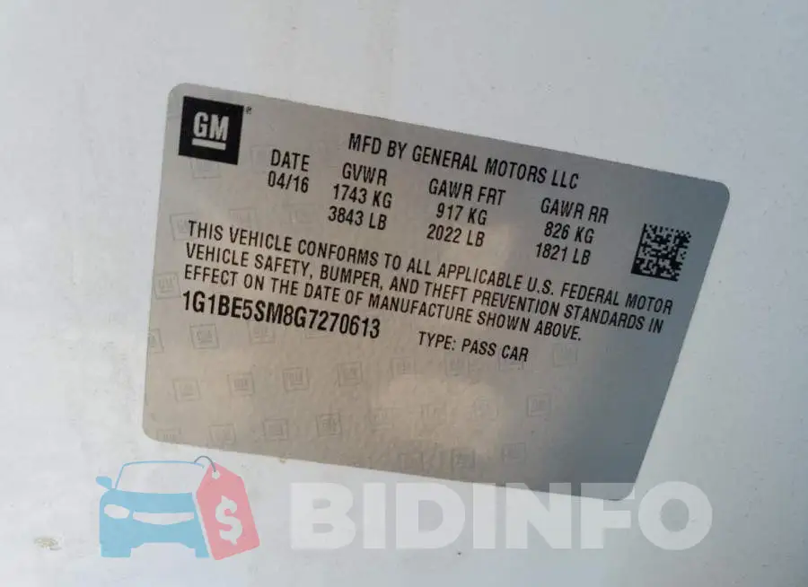 1G1BE5SM8G7270613 Photo# 12