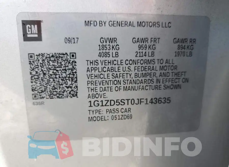 1G1ZD5ST0JF143635 Photo# 12