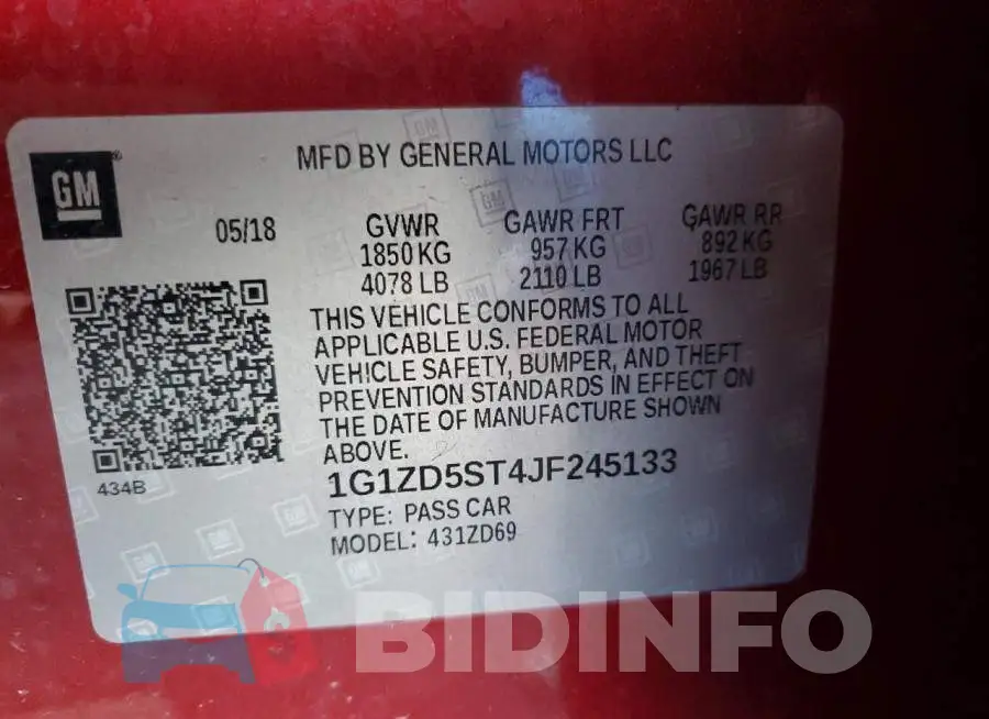 1G1ZD5ST4JF245133 Photo# 12