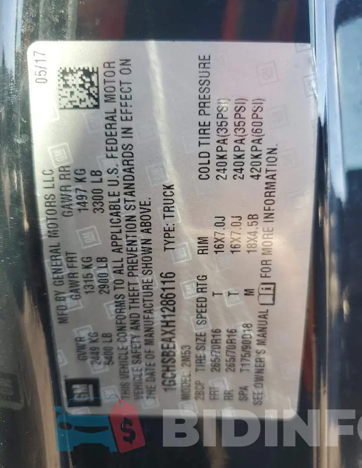 1GCHSBEAXH1286116 Photo# 13
