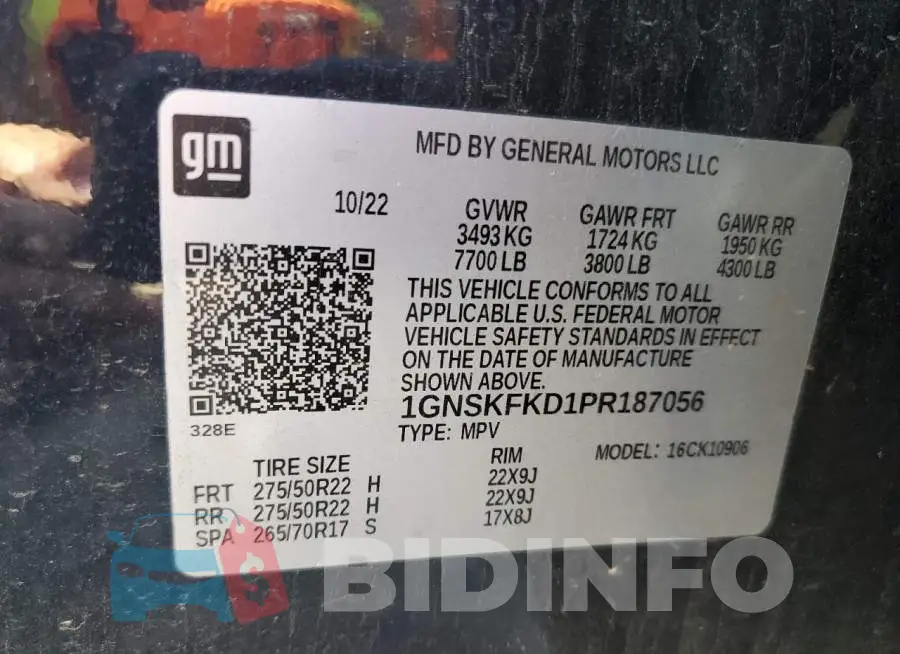 1GNSKFKD1PR187056 Photo# 13