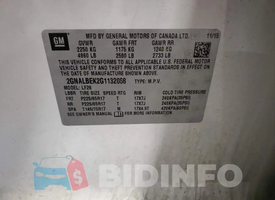 2GNALBEK2G1132068 Photo# 13
