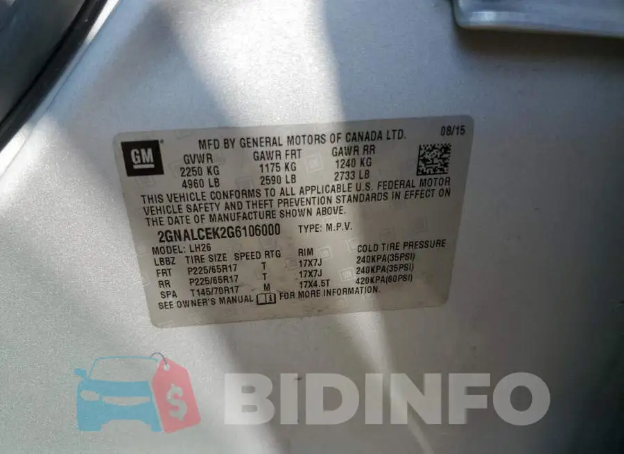 2GNALCEK2G6106000 Photo# 13