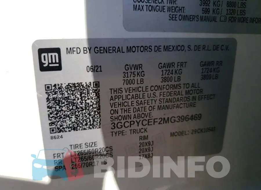 3GCPYCEF2MG396469 Photo# 12