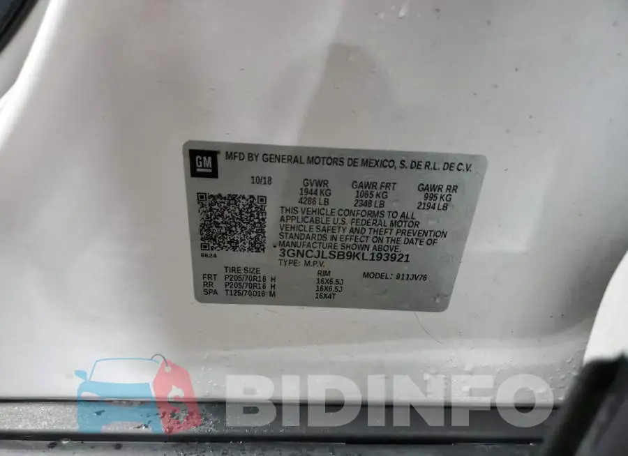 3GNCJLSB9KL193921 Photo# 13
