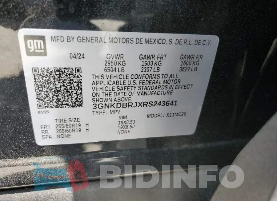 3GNKDBRJXRS243641 Photo# 13