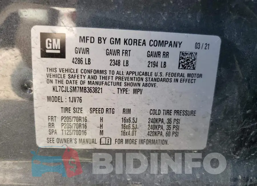 KL7CJLSM7MB363821 Photo# 13