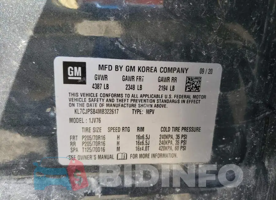 KL7CJPSB4MB322617 Photo# 13