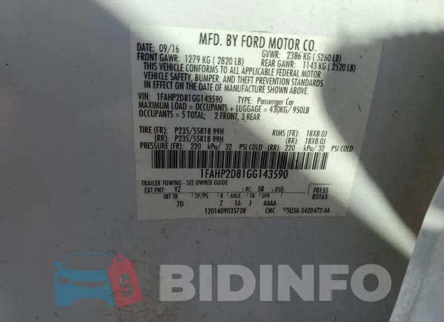 1FAHP2D81GG143590 Photo# 12