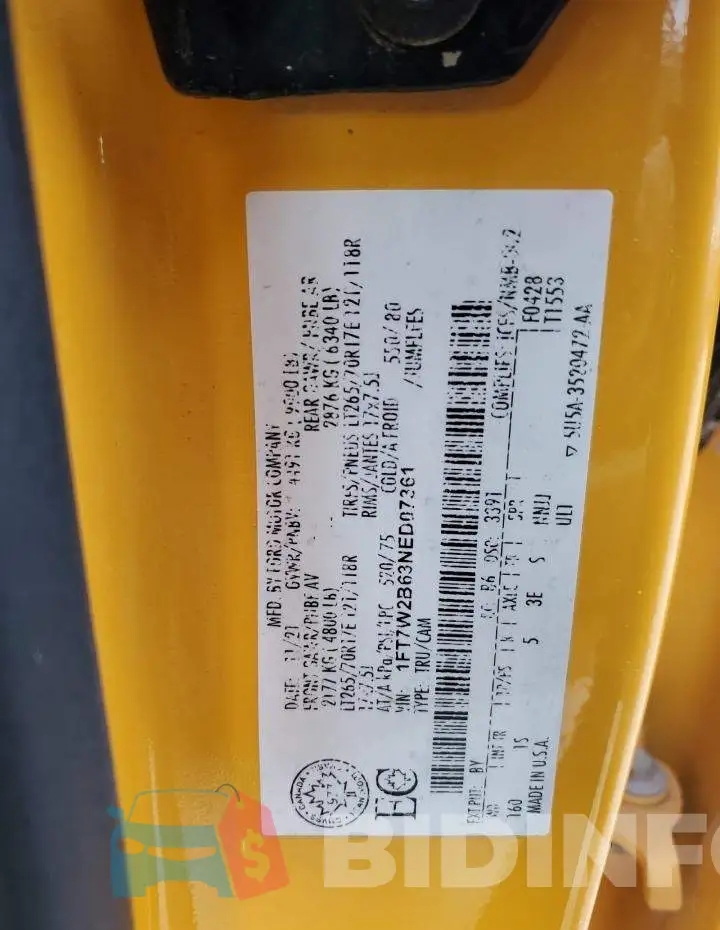 1FT7W2B63NED07361 Photo# 12