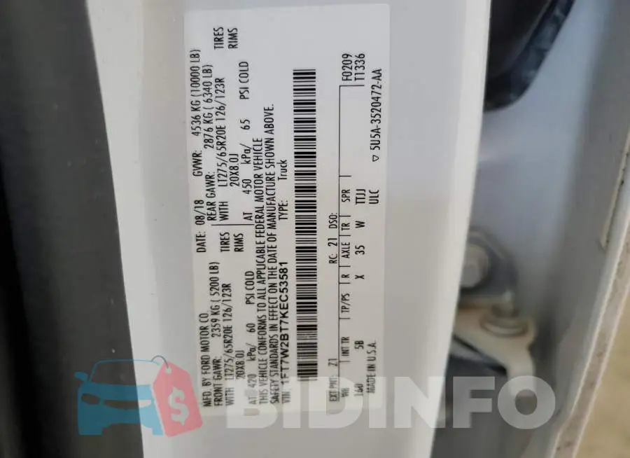 1FT7W2BT7KEC53581 Photo# 13