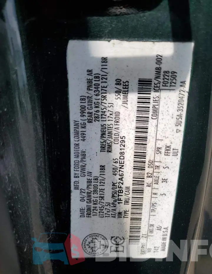 1FTBF2A67NED81295 Photo# 12