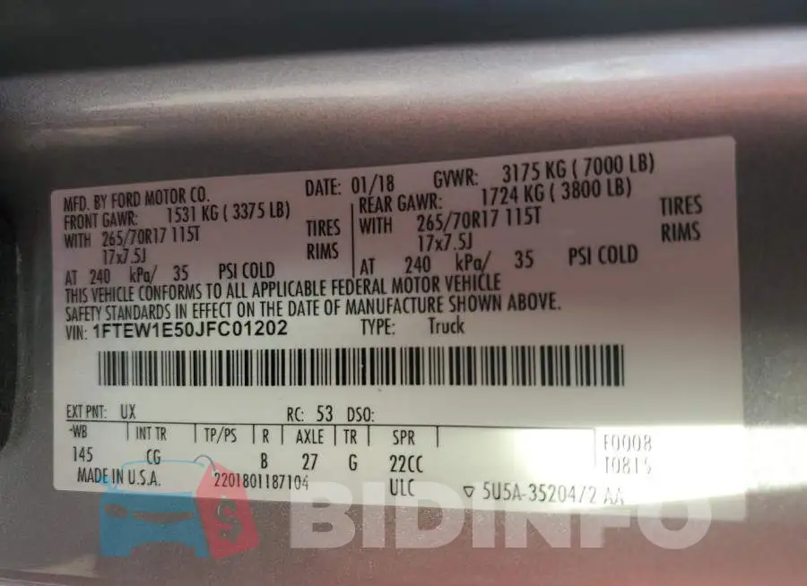 1FTEW1E50JFC01202 Photo# 12
