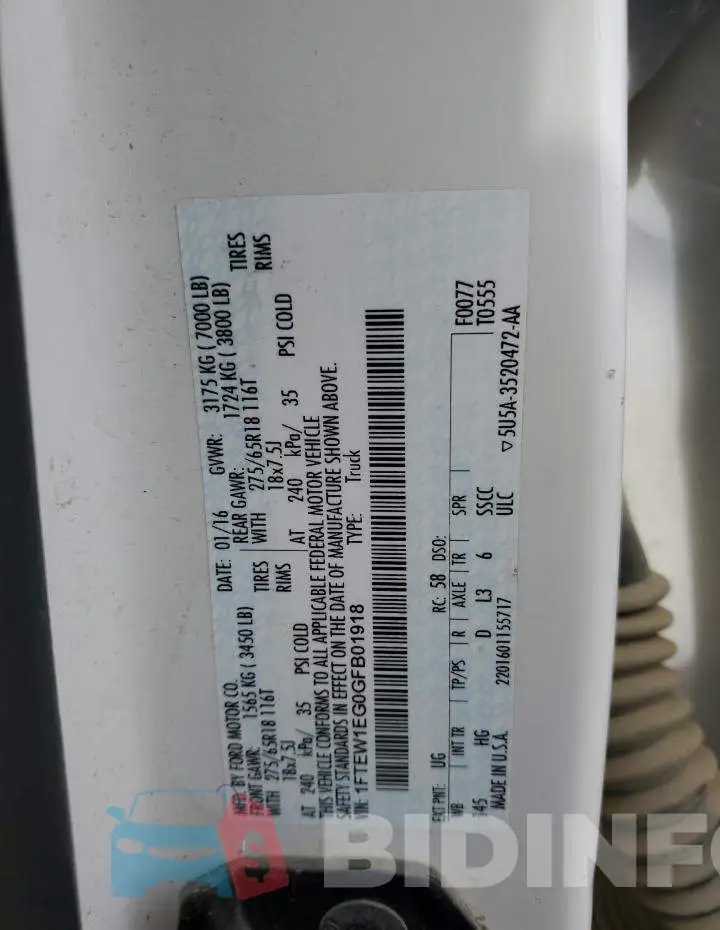 1FTEW1EG0GFB01918 Photo# 12