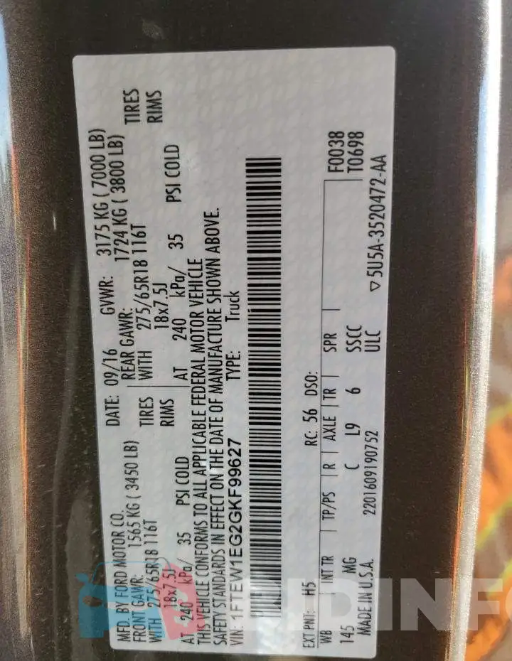1FTEW1EG2GKF99627 Photo# 12