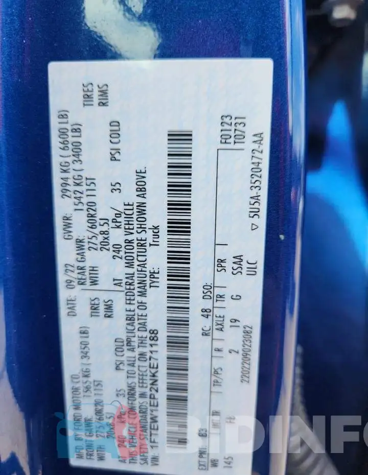 1FTEW1EP2NKE71188 Photo# 13