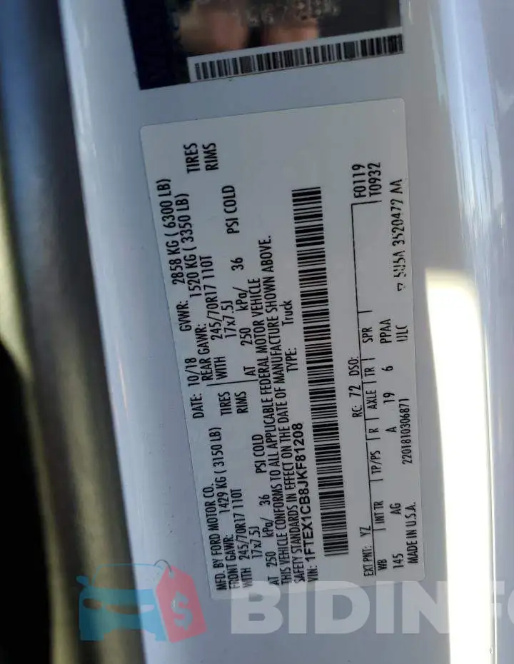 1FTEX1CB8JKF81208 Photo# 12