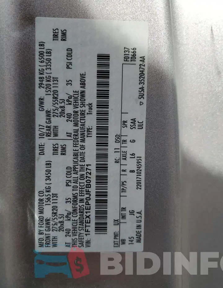 1FTEX1EP0JFB07271 Photo# 12