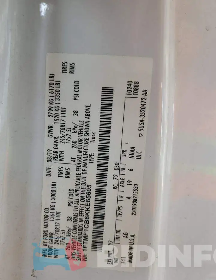 1FTMF1CB8KKE65605 Photo# 12