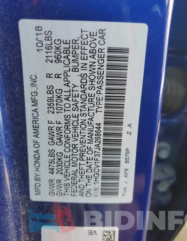 1HGCV1F37JA268644 Photo# 13