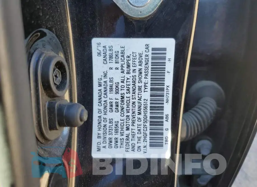 2HGFC2F50GH556512 Photo# 13