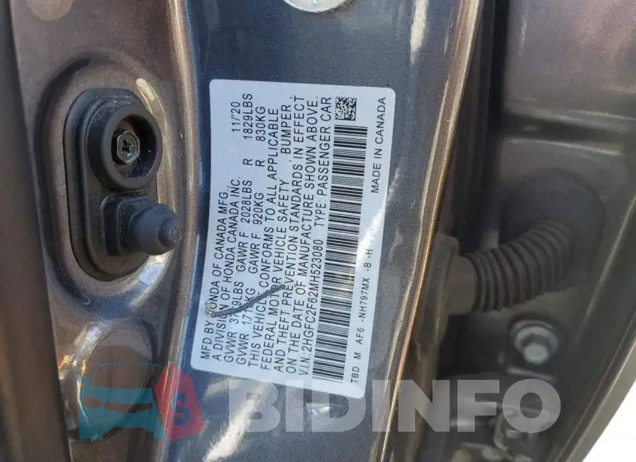 2HGFC2F62MH523080 Photo# 12
