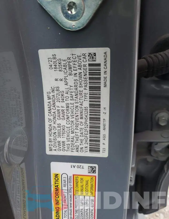 2HGFE2F52PH543285 Photo# 12