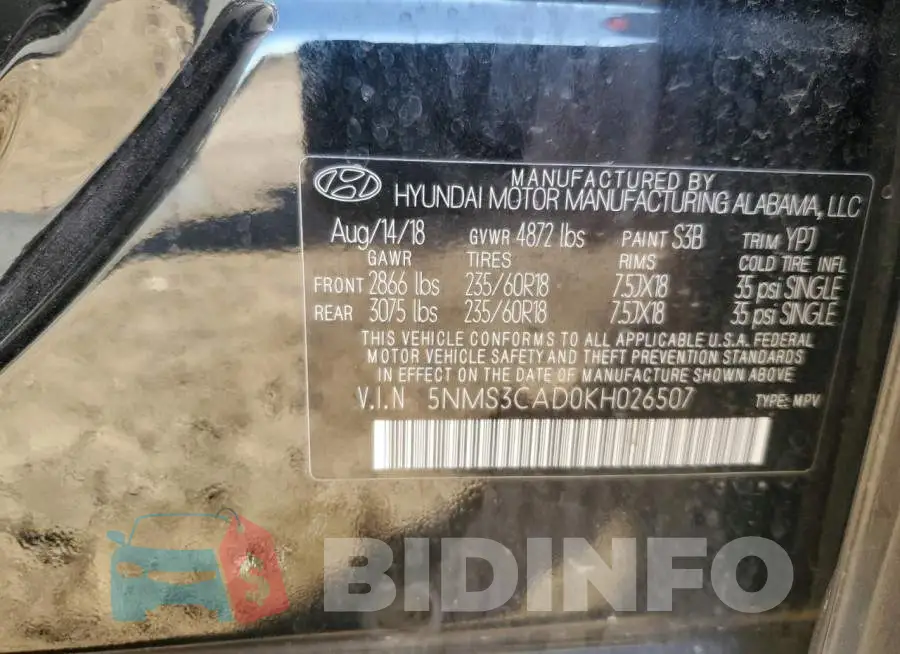 5NMS3CAD0KH026507 Photo# 14