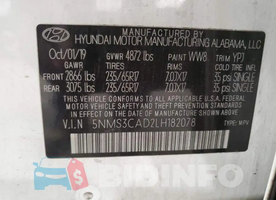 5NMS3CAD2LH182078 Photo# 13