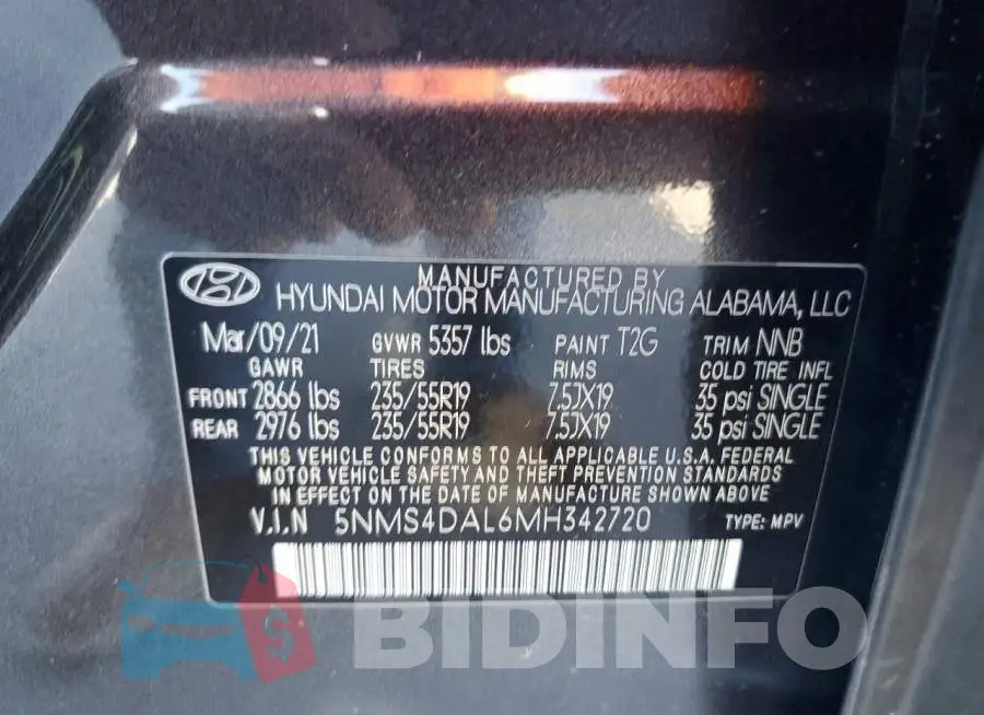 5NMS4DAL6MH342720 Photo# 14