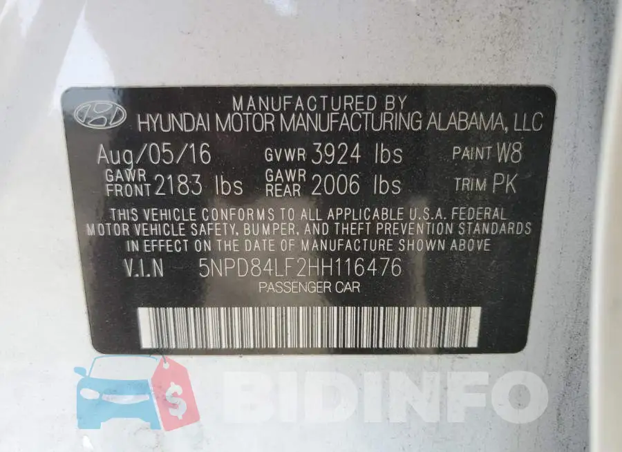 5NPD84LF2HH116476 Photo# 12
