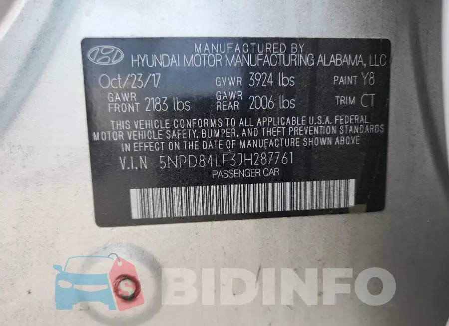 5NPD84LF3JH287761 Photo# 12