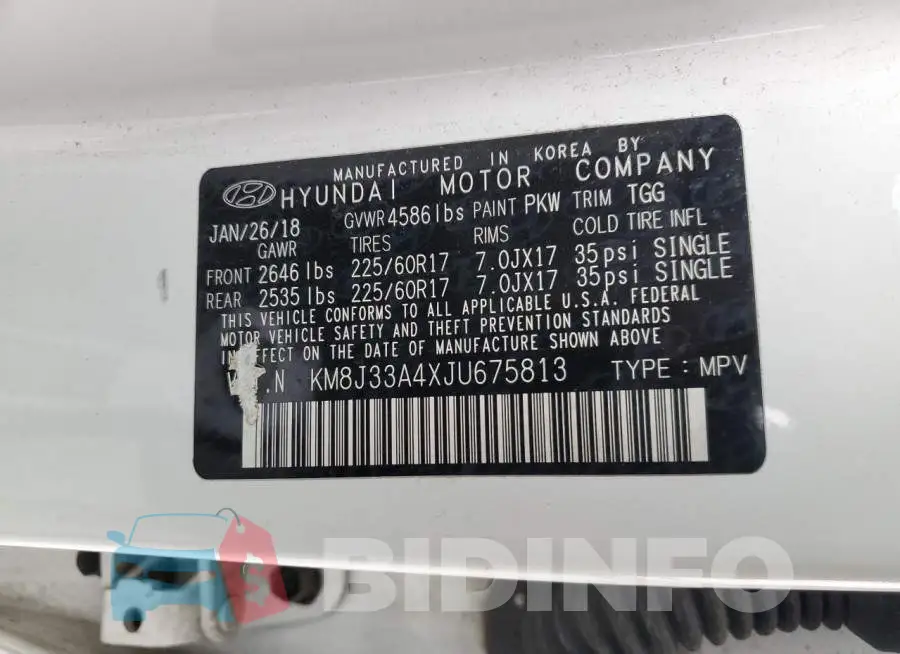 KM8J33A4XJU675813 Photo# 13