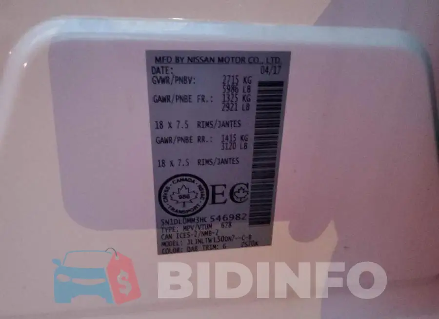 5N1DL0MM3HC546982 Photo# 13