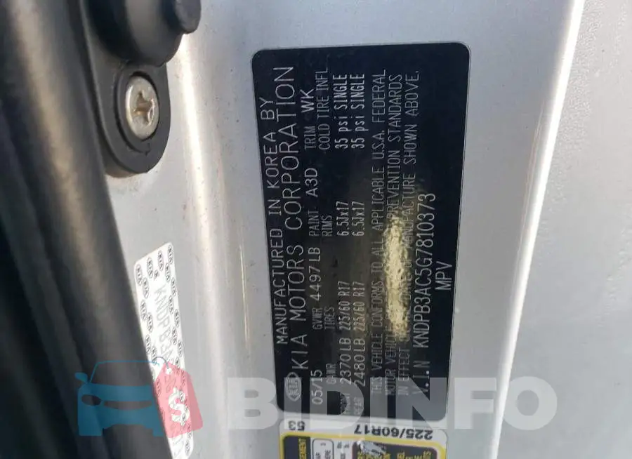 KNDPB3AC5G7810373 Photo# 14