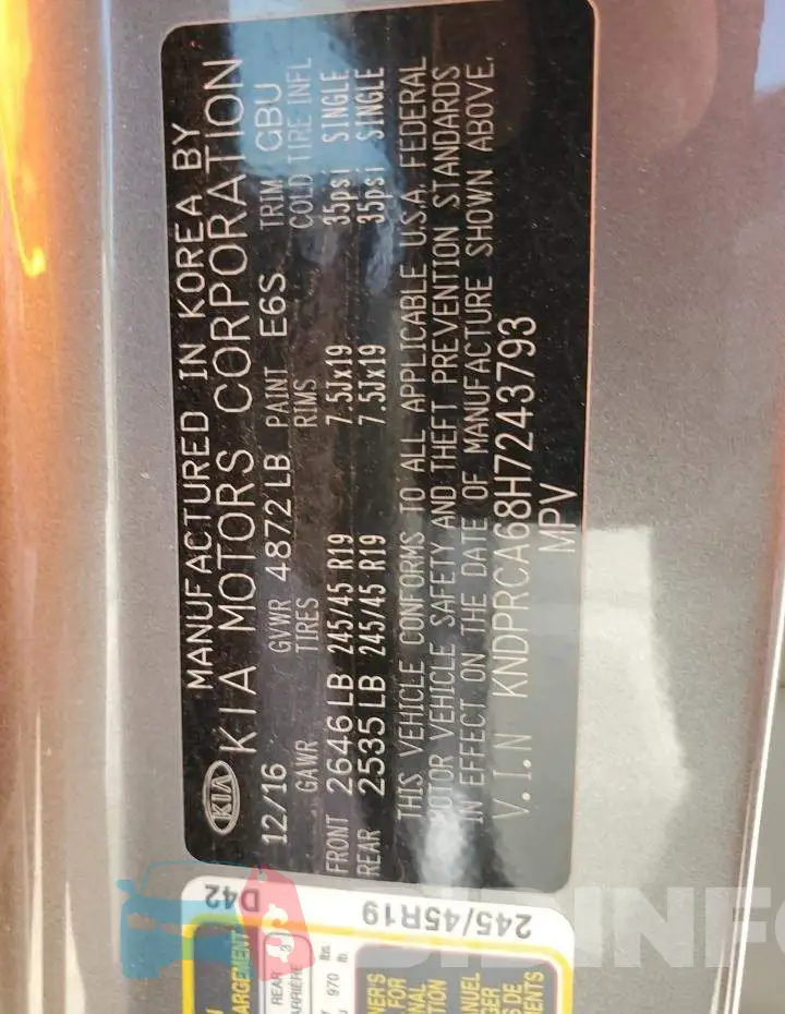 KNDPRCA68H7243793 Photo# 13
