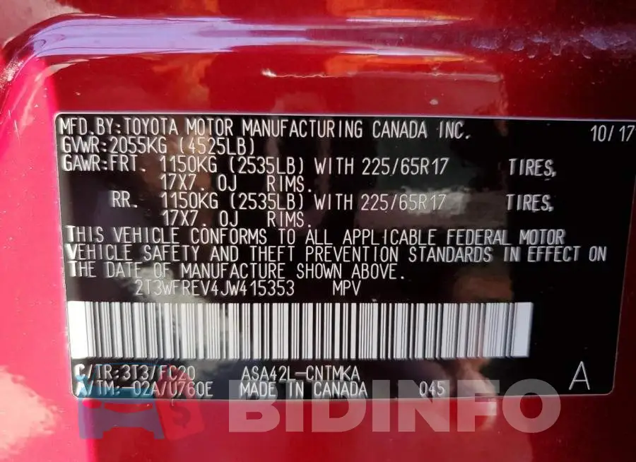 2T3WFREV4JW415353 Photo# 14