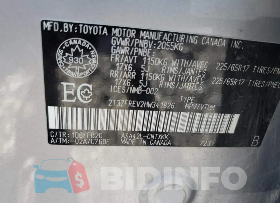 2T3ZFREV2HW341826 Photo# 14